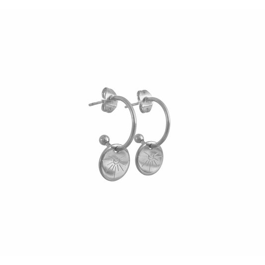 Oorringen Crescent Moon Gravure - Zilver
