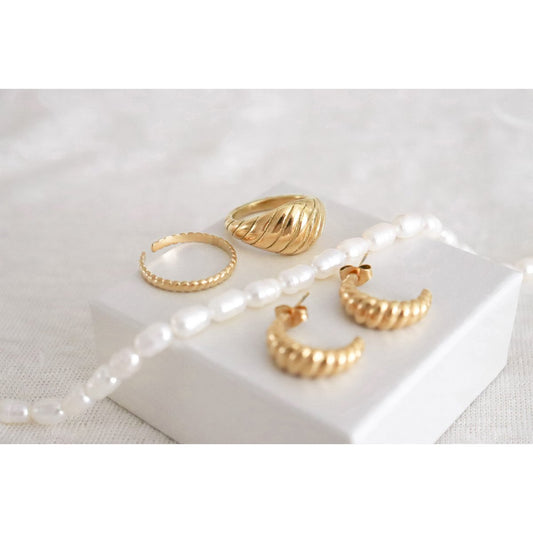 Chunky Croissant Hoops - Goud