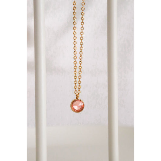 Roze Diamant Ketting - Goud
