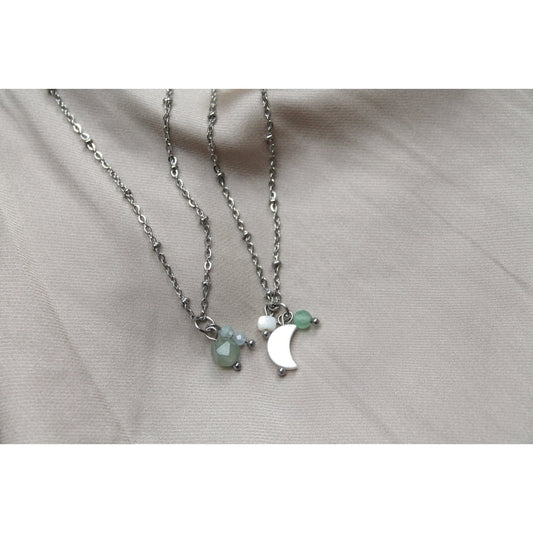 Ketting Schelp Maantje & Aventurijn - Zilver