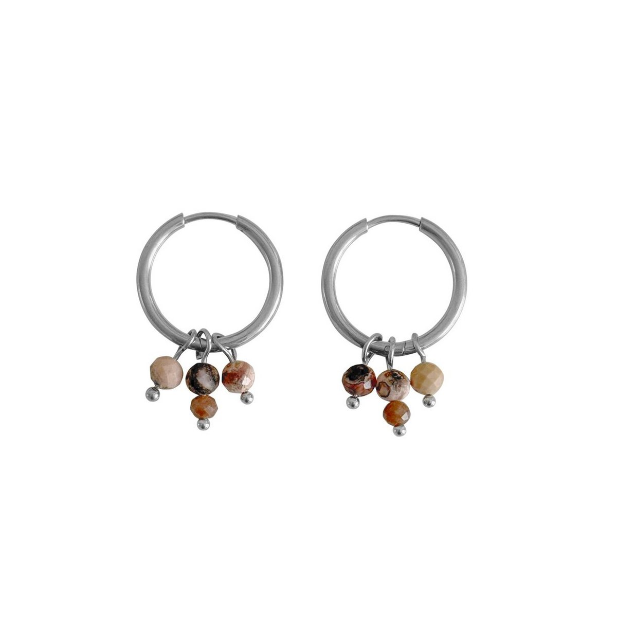 Rhodochrosiet & Labradoriet Oorringen - Zilver