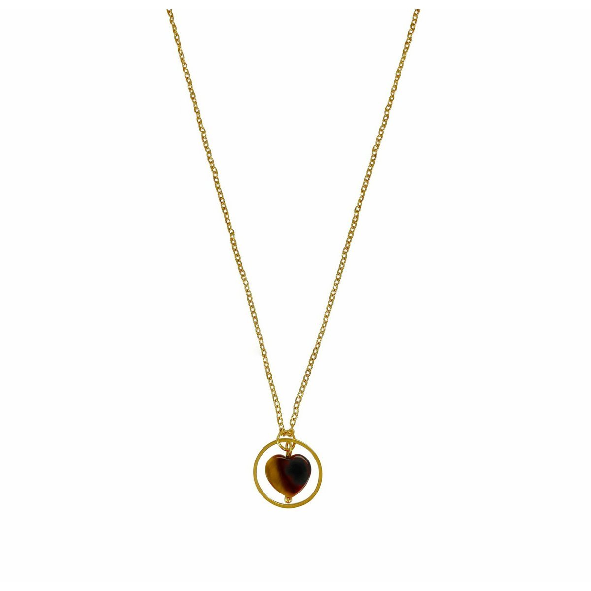 Ketting Tijgeroog Hartje Ring - Goud