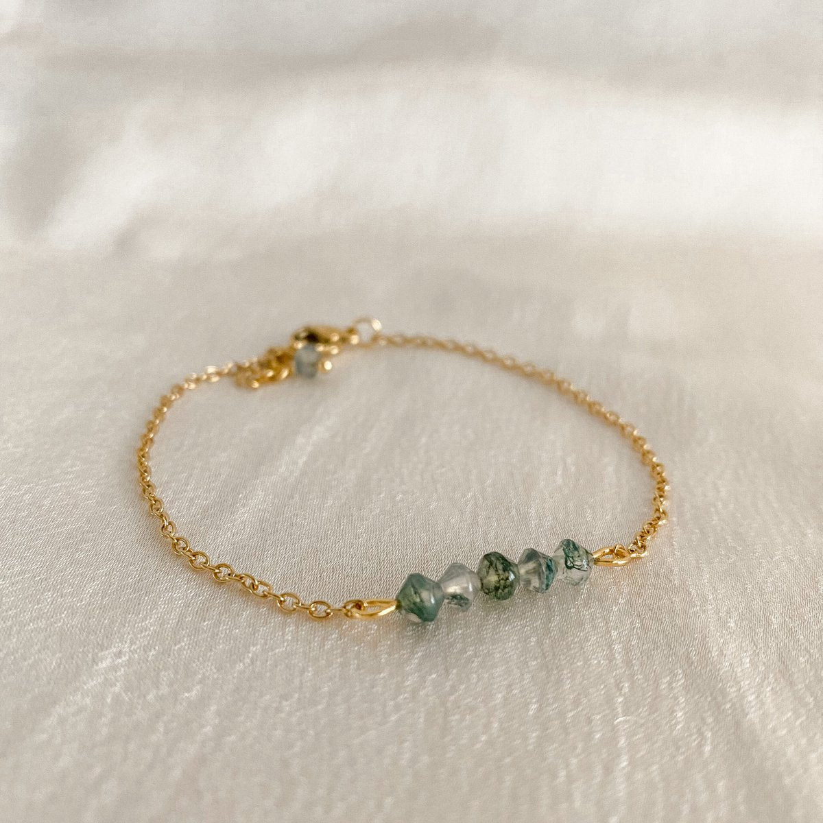 Mos Agaat Armbandje - Goud