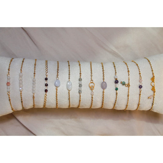 Armband Bergkristal & Granaat - Goud