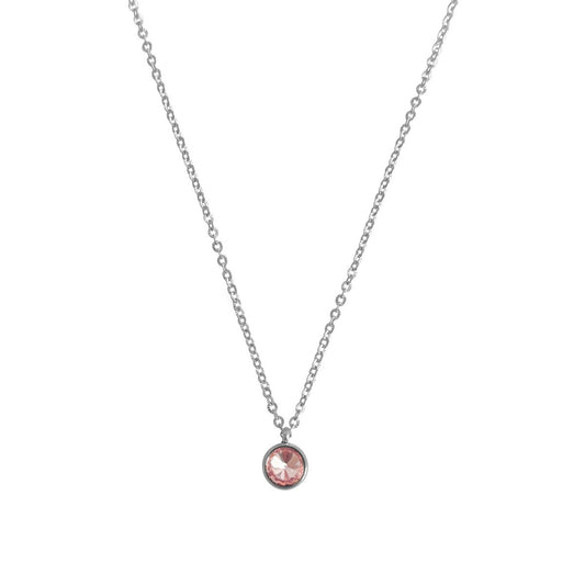 Roze Diamant Ketting - Zilver