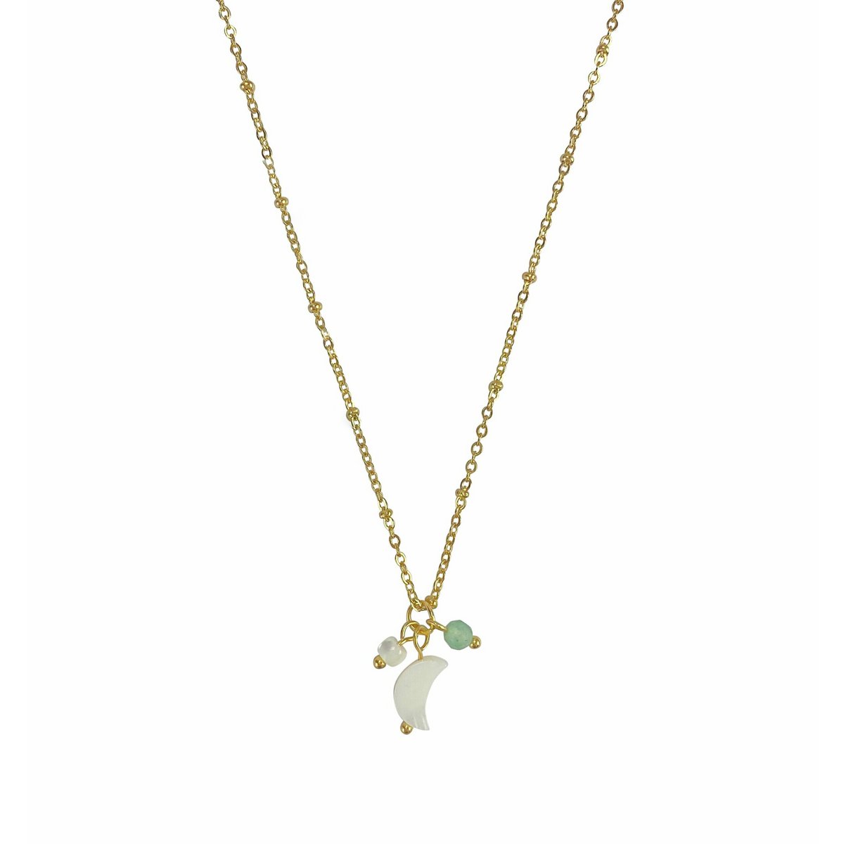 Ketting Schelp Maantje & Aventurijn - Goud