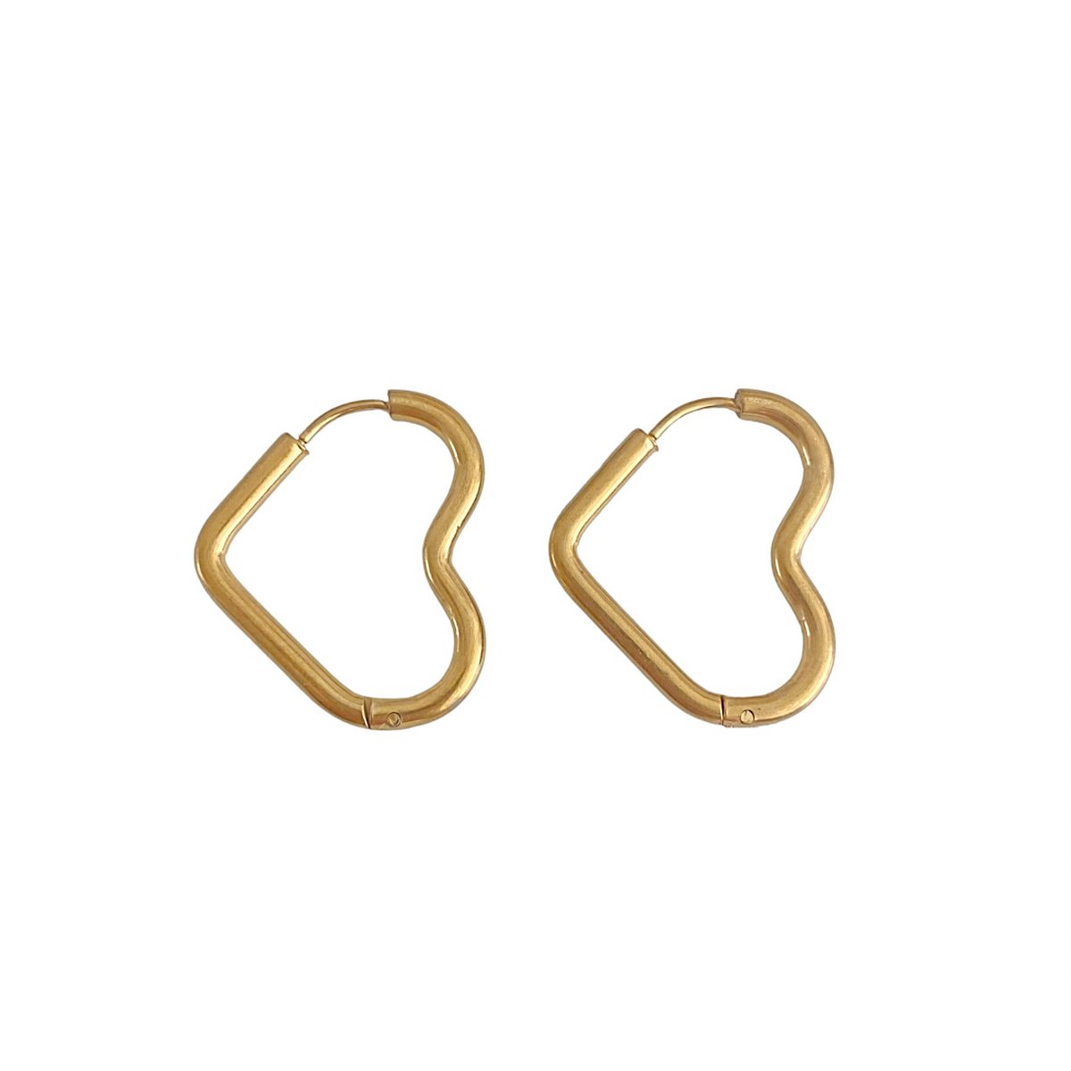 Stainless Steel Hart Oorringen - Goud