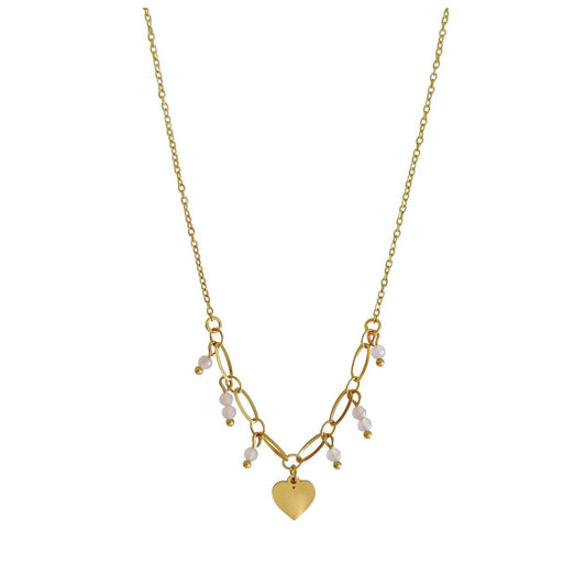Hartje & Rozenkwarts Hangertjes Ketting - Goud