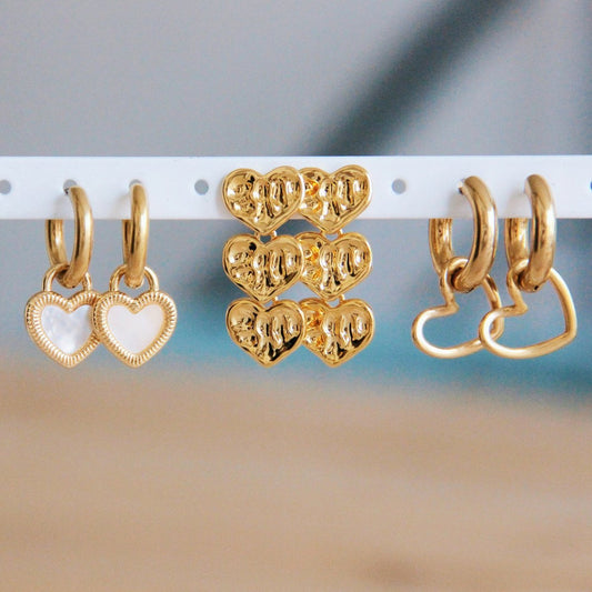 RVS brede creool met open hart - goud