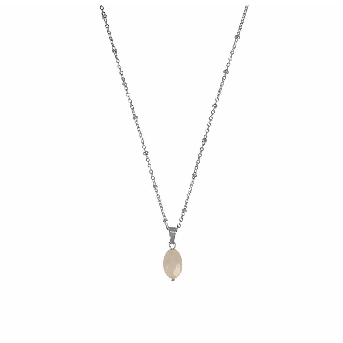 Ketting Rozenkwarts Facet - Zilver