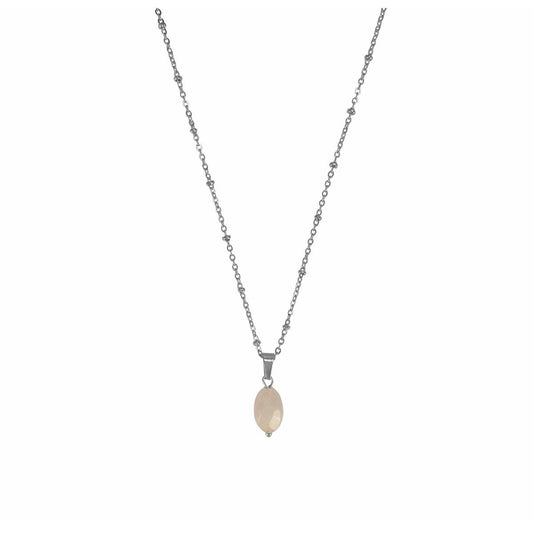Ketting Rozenkwarts Facet - Zilver