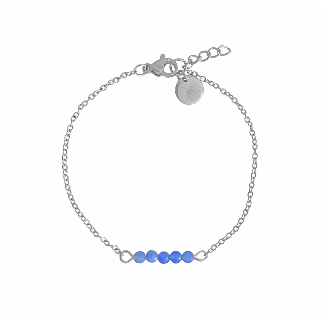 Armbandje Blauwe Aventurijn & Palm Blad - Zilver