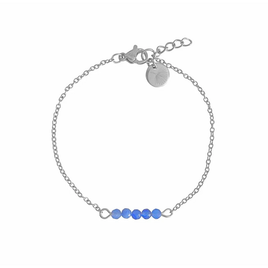 Armbandje Blauwe Aventurijn & Palm Blad - Zilver