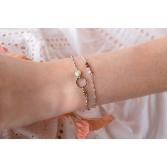 Armband Amazoniet & Tijgeroog Ring - Zilver