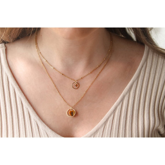 Ketting Tijgeroog Ring - Goud