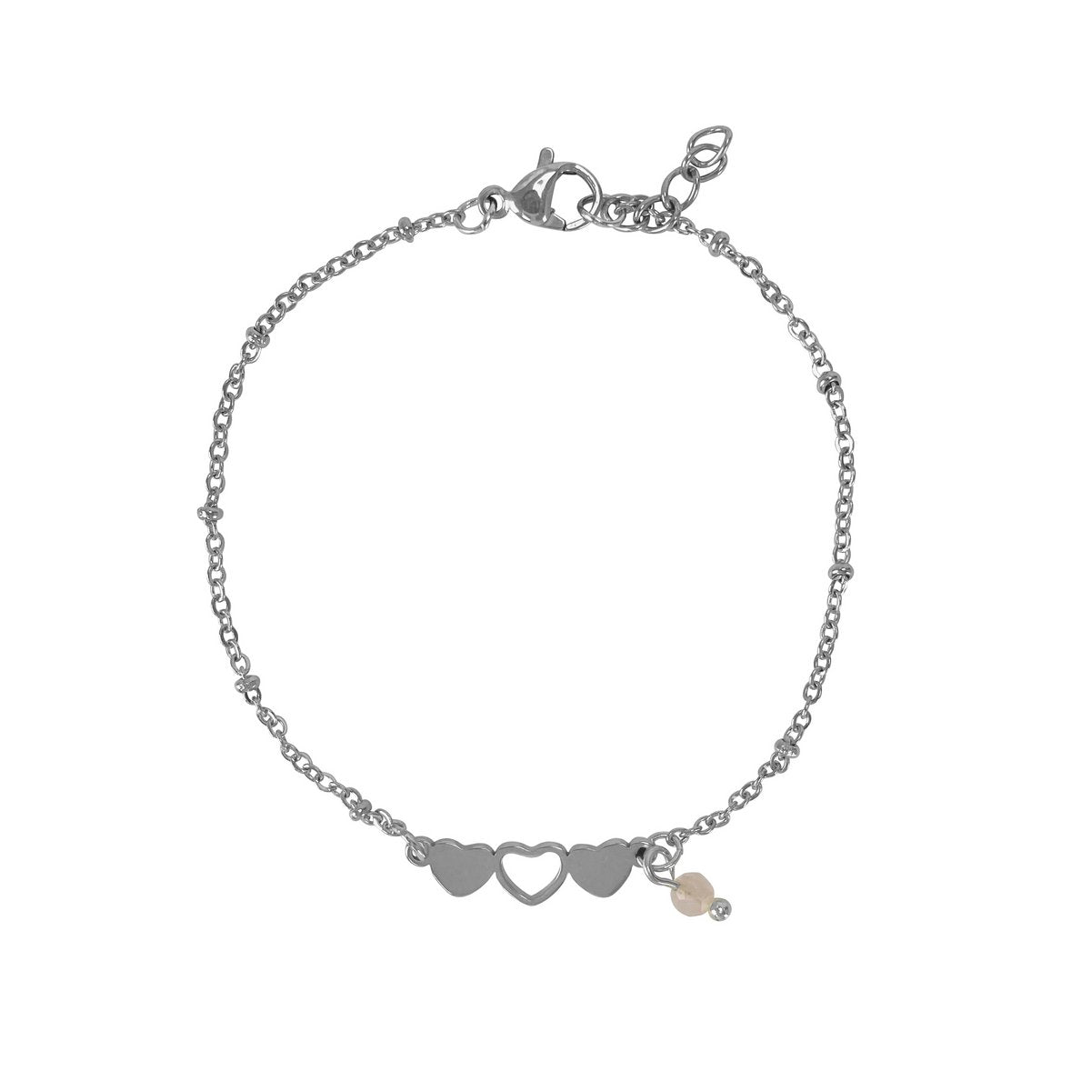 Armband Hartjes & Rozenkwarts - Zilver
